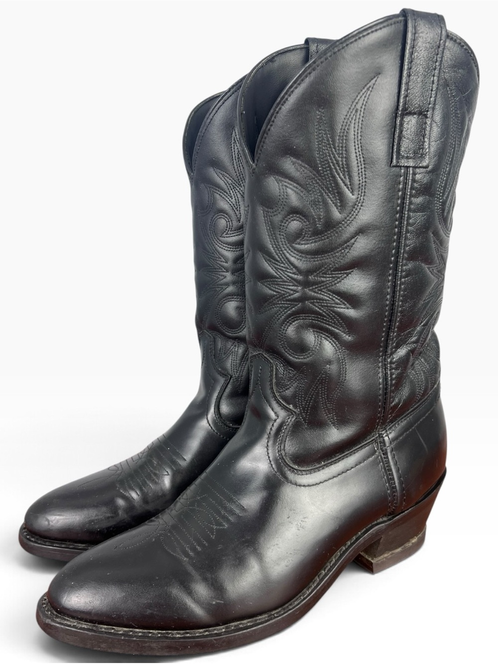 LAREDO Men’s 4240 Black Leather Western Cowboy Boots Size 9 EW/Extra Wide